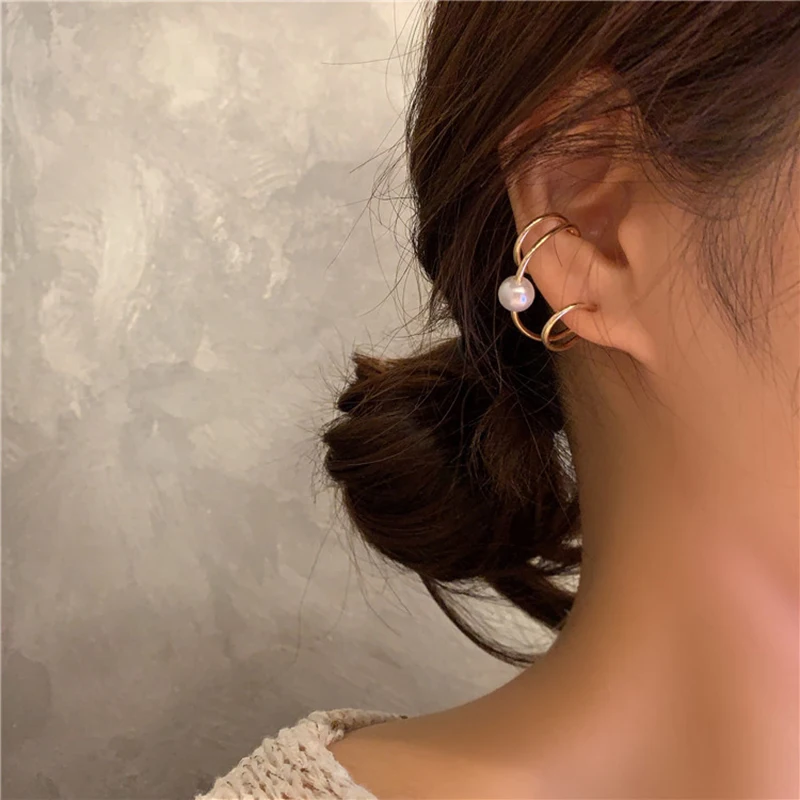 

Simple Temperament Imitate Pearl Stud Earrings Trendy Gift Multilayer Spiral Curve Circle Personality Party Jewelry Ear Decor