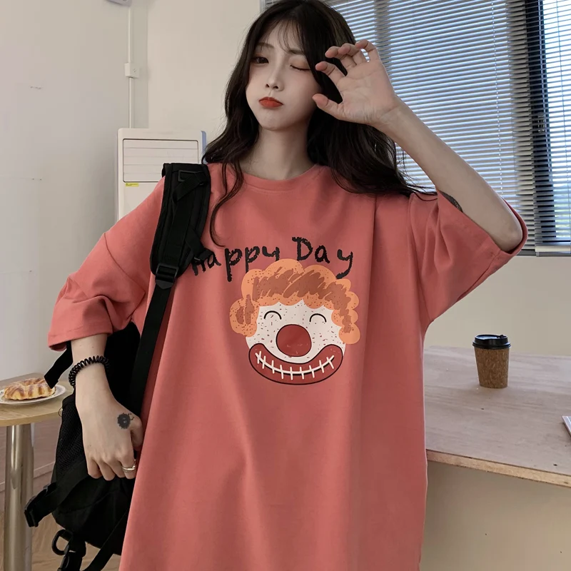 

Casual Loose Fashion Basic Letter Printed All Match Oversize College Wind Street Hot Sale Women Female Short Sleeve Top T-shirts