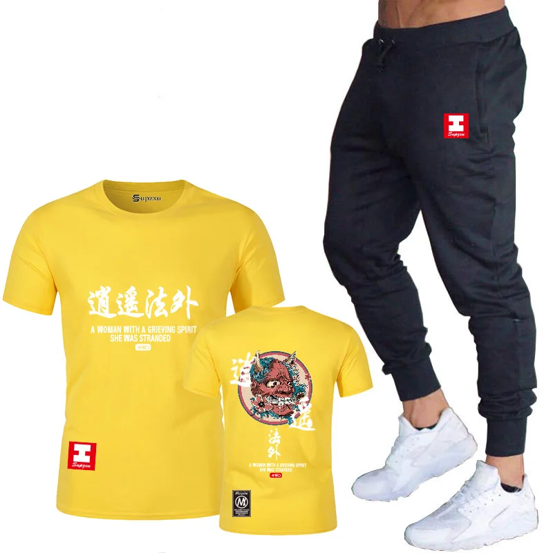 

2020, men's T-shirt and pants suits, two-piece suits, men's casual sportswear, new fashion printing suits, sports pants suits