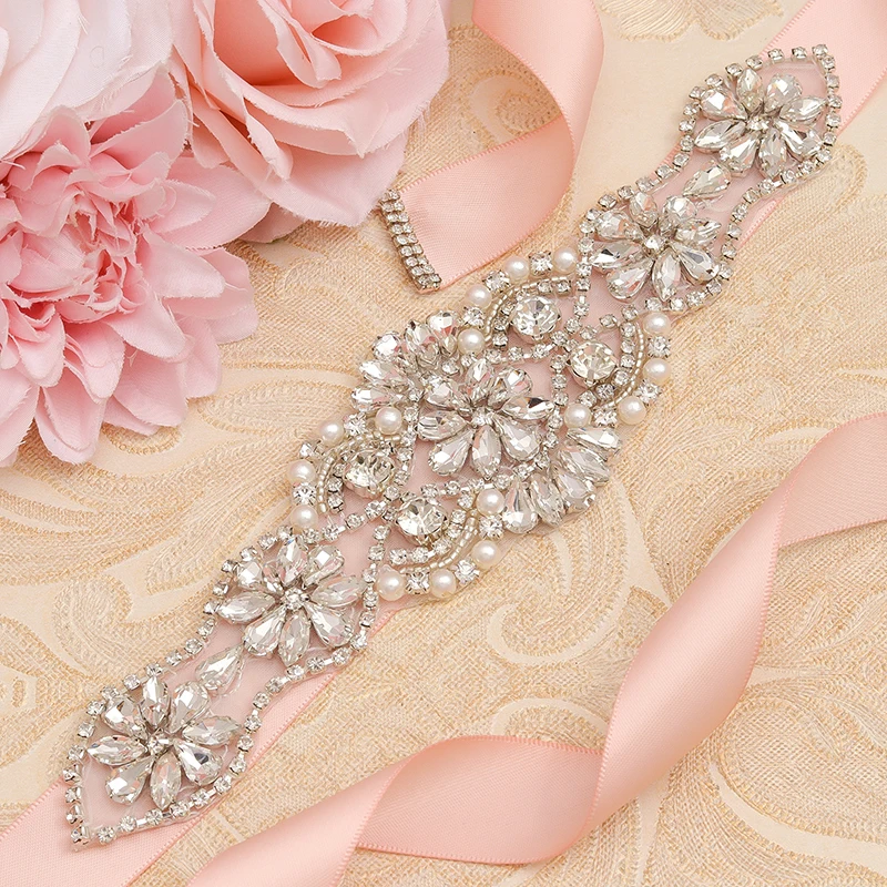 MissRDress серебряные стразы пояс для невесты Кристальный жемчуг ленты свадьбы