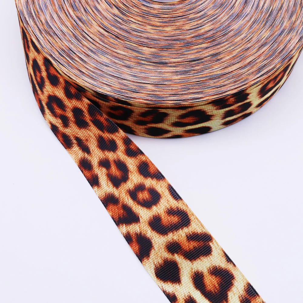 Ленты в рубчик с леопардовым принтом 40 мм 10 ярдов|Ленты для шитья| |