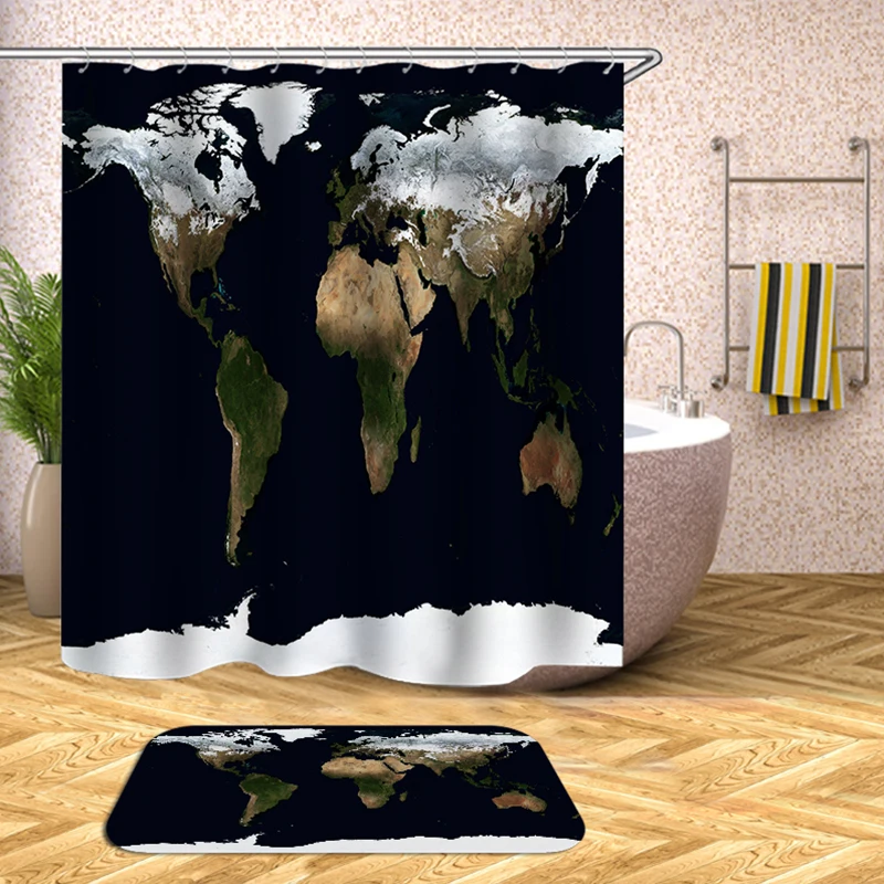

world map bathroom curtain shower waterproof cortina ducha impermeable