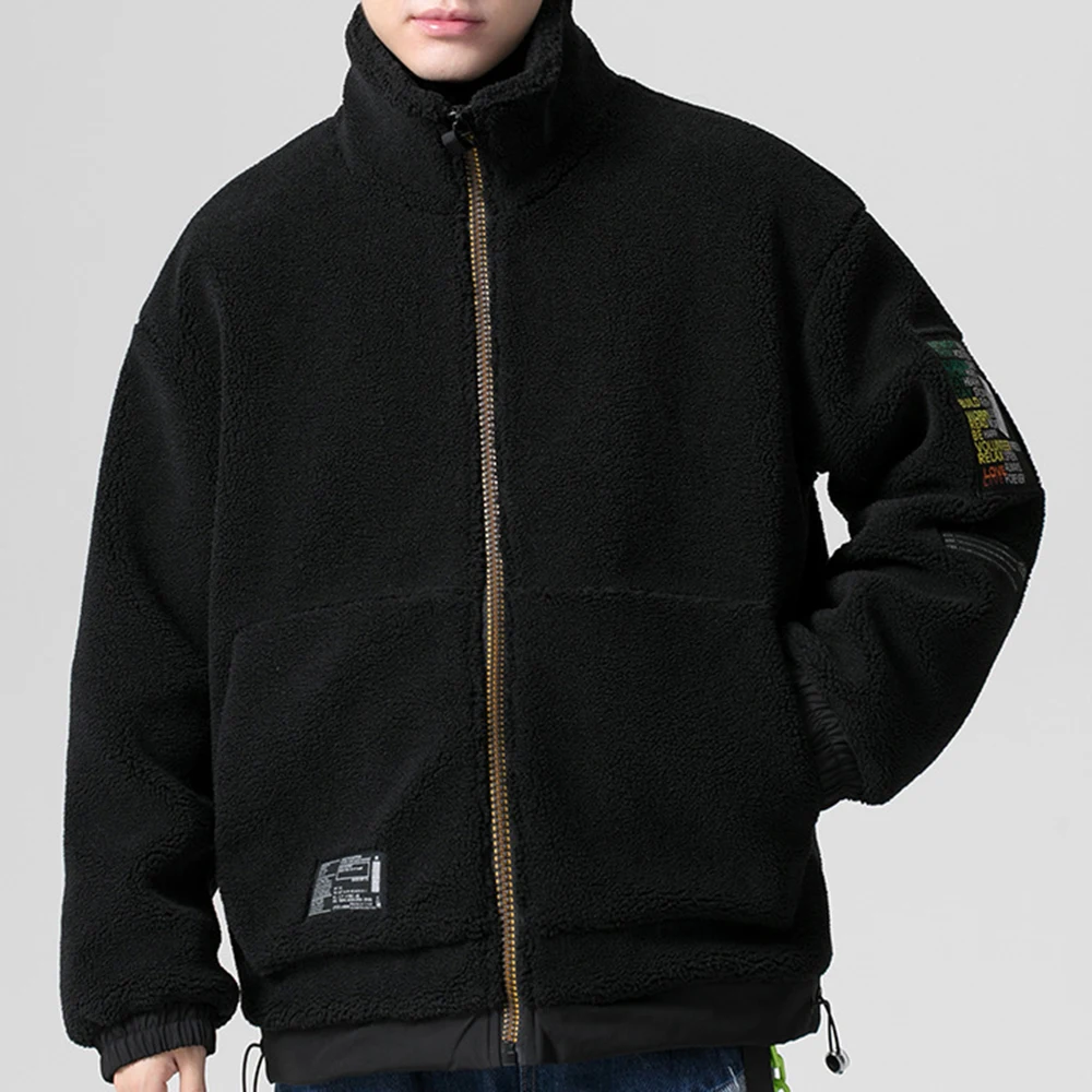 Covrlge Men Zipper Lambswool Coat Winter New Youth Trend All-match Jacket Men's Slim Fashion Warm Jacket Streetwear Male MWM112