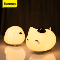 baseus cute led night light soft silicone touch sensor night light for children kids bedroom rechargeable tap control night lamp