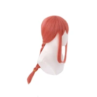 anime chainsaw man makima cosplay wigs red braided long heat resistant synthetic hair halloween party role play free hairnet