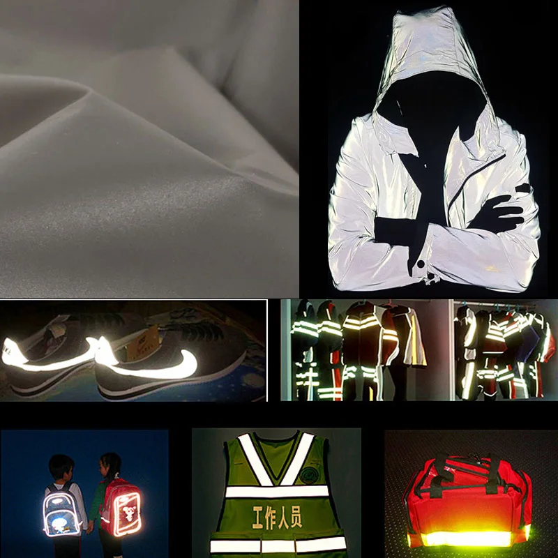 Эластичная/неэластичная светоотражающая ткань с серебряным блеском светящиеся