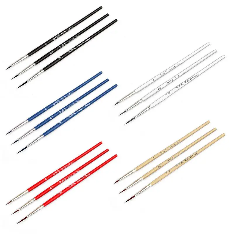 

2021 New 3pcs/set 0 00 000 Hook Line Pen Professional Fine Tip Drawing Brushes for Acrylic Watercolor Oil Painting