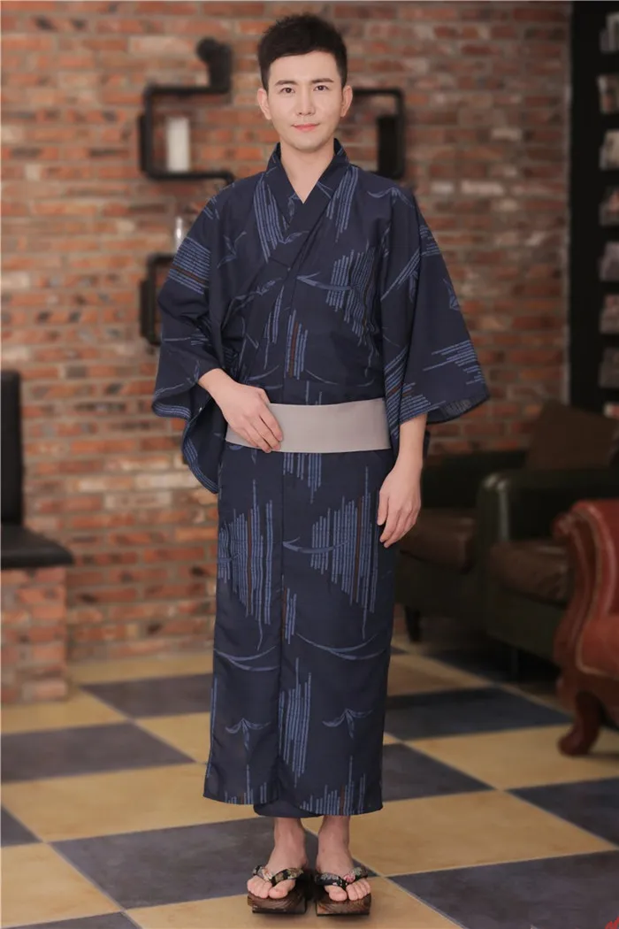 Национальный халат японского самурая с Obi, винтажное мужское кимоно, юката, Повседневная Домашняя одежда, мужской костюм для костюмированной вечеринки