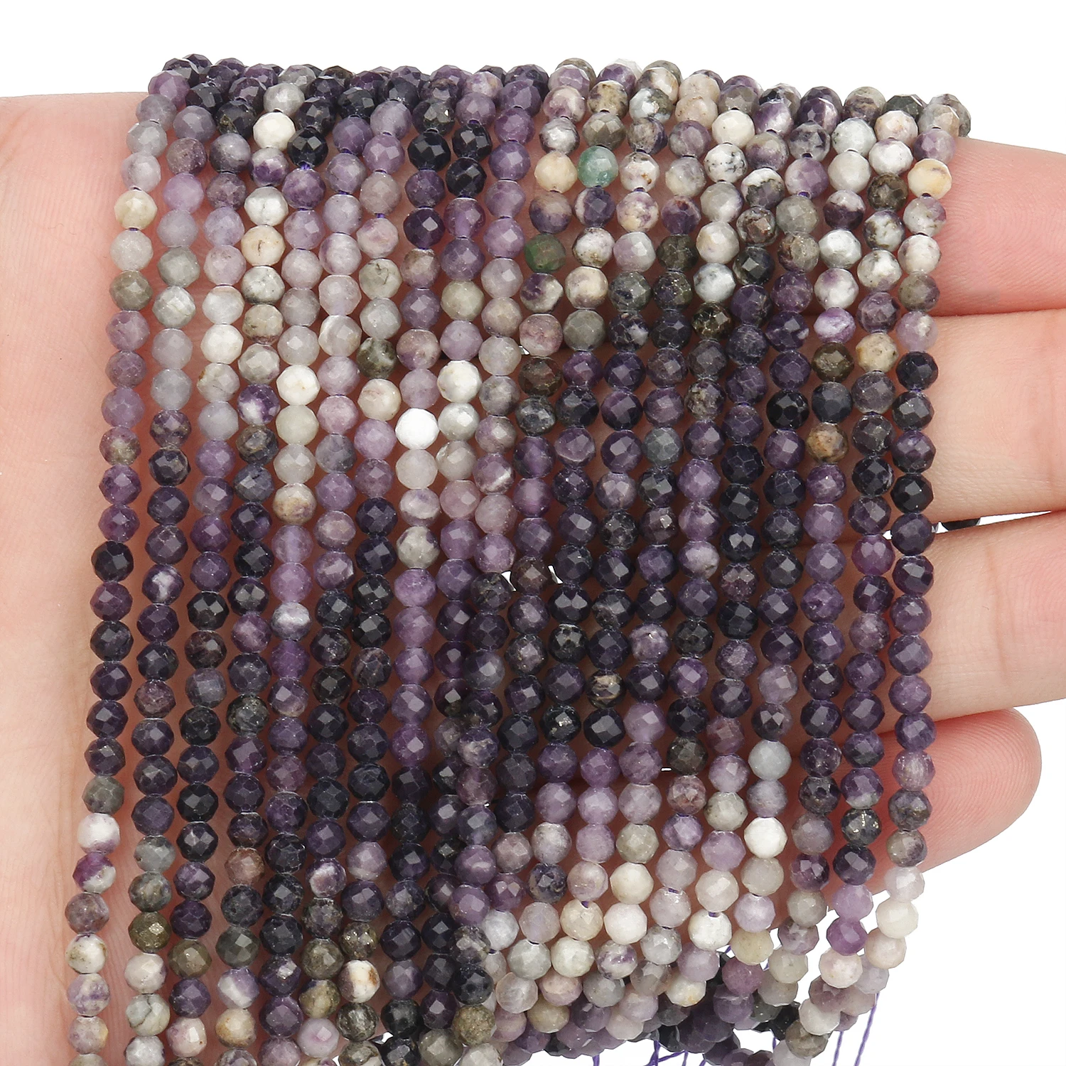 3 мм бусины из натурального камня смешанные Аметистовые граненые небольшие