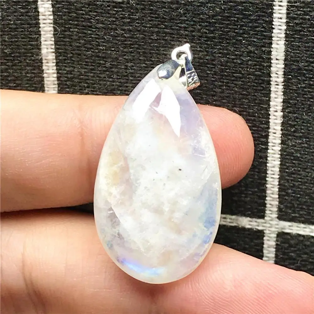 Настоящий Естественный синий свет лунный камень кулон ювелирные изделия для