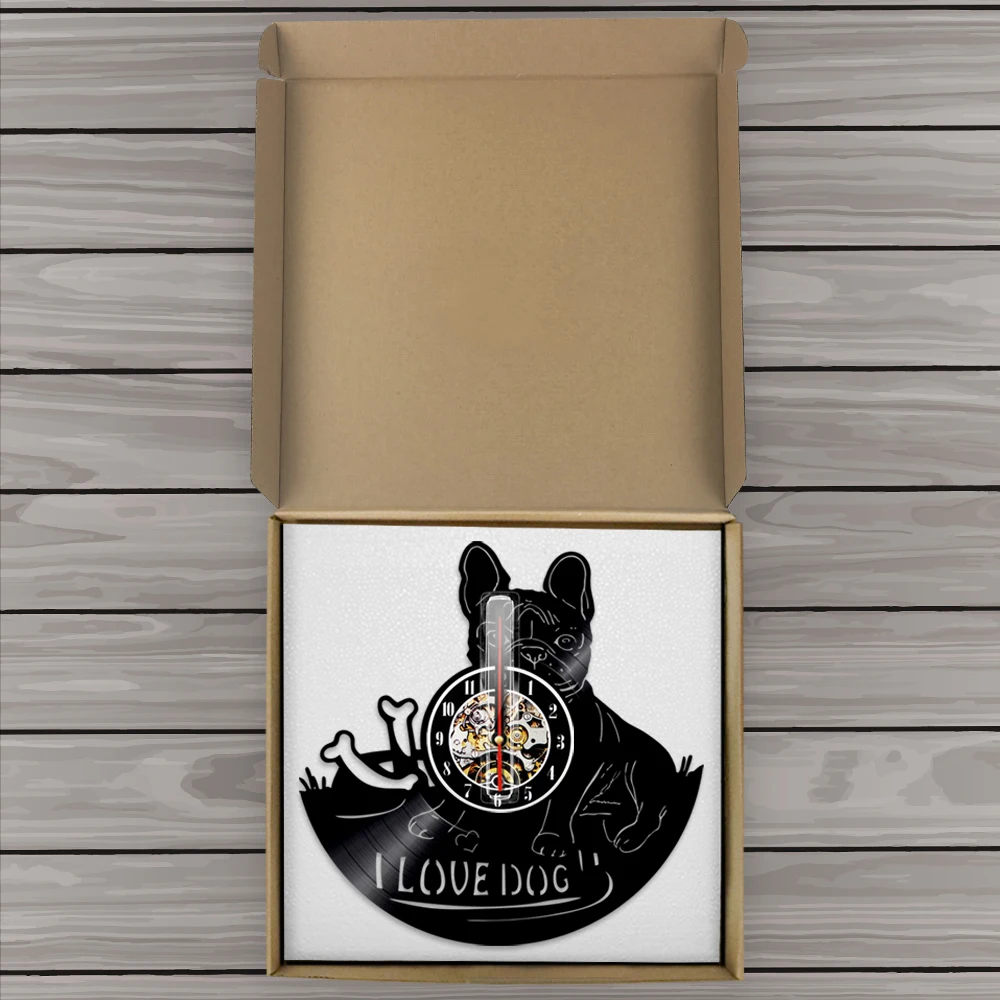 Настенные часы с изображением французского бульдога современный дизайн