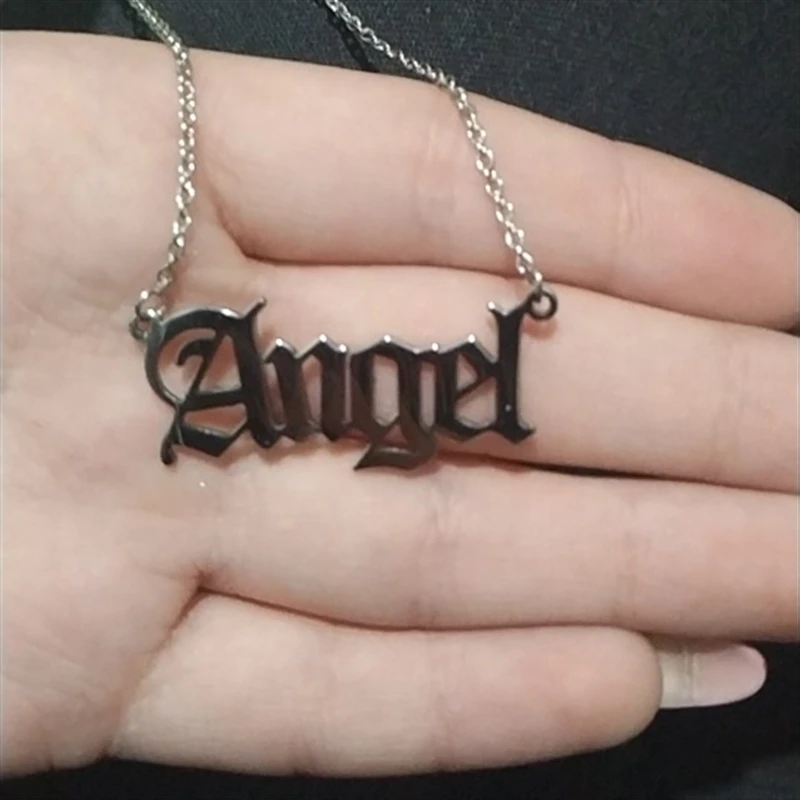 New Cute Angel Old English Font Necklace Stainless Steel Letter Pendants Lovely Gift for the Women Girls | Украшения и аксессуары