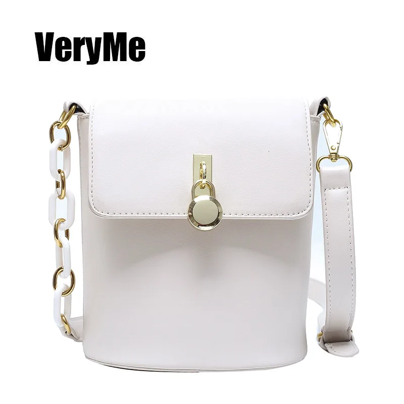 

VeryMe Leather Solid Color Small Bucket Bags Women's Simple Shoulder Crossbody Pack Female 2021 Casual Handbags Bolsos De Mujer