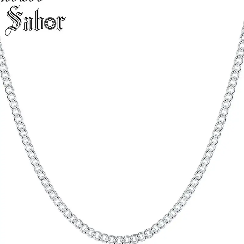 Ожерелье с боковыми звеньями 2 мм романтичная Серебряная цепочка для мужчин и