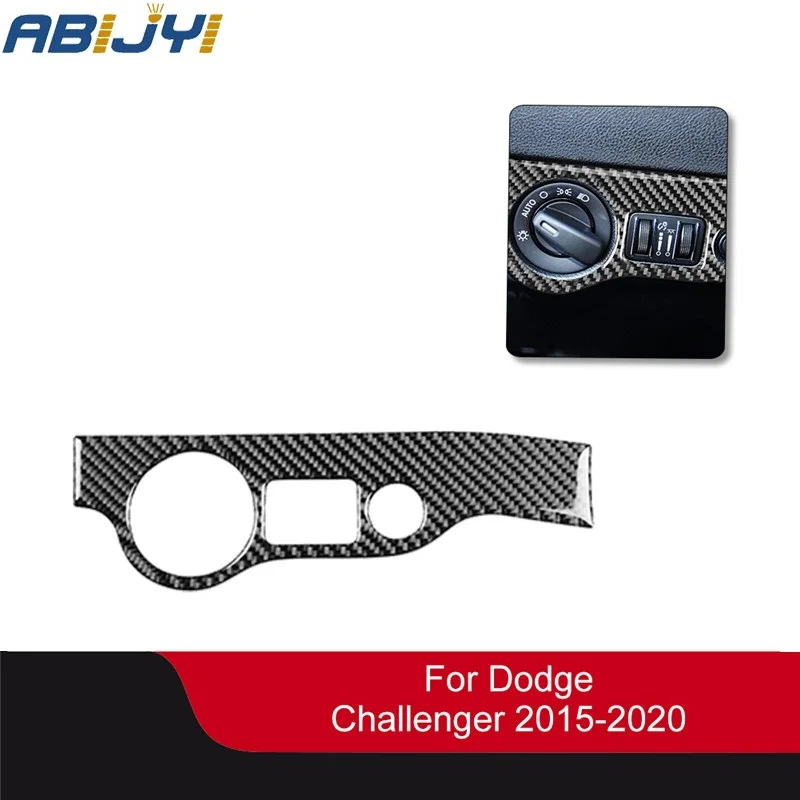 

Car Accessories Black/Red Carbon Fiber Car Stickers Headlight Switch Panel For Dodge Challenger 2015-up