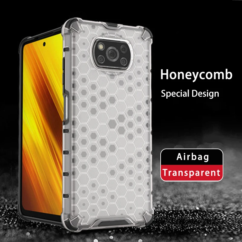 

For Xiaomi Poco X3 Pro Honeycomb Case For Mi Poco M3 M4 Pro 5G F3 X3 NFC Shocproof Armor Airbag Hybrid Hard Case Cover Funda