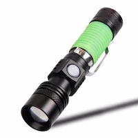 flashlight with usb cable powerful 5000lm 4 modes t6 led zoomable flashlight torch 18650 lamp light with protective cover equip