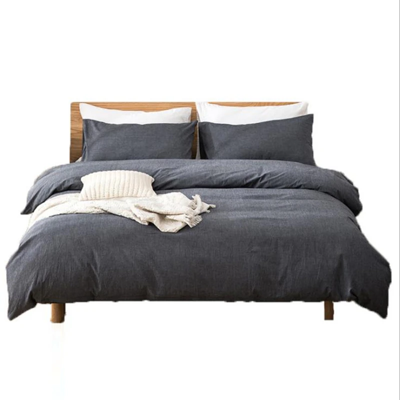 Японские черные постельные принадлежности Моющийся хлопок сплошной цвет