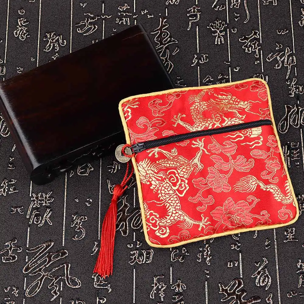 1 шт. Высококачественная шелковая парчовая ткань с кисточками и цветами сумка для