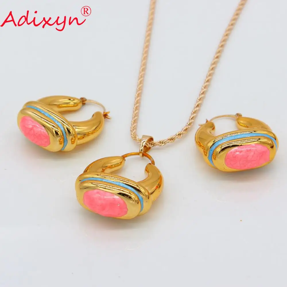 Adixyn этнические серьги кольца/ожерелье с подвеской хитового цвета Необычные