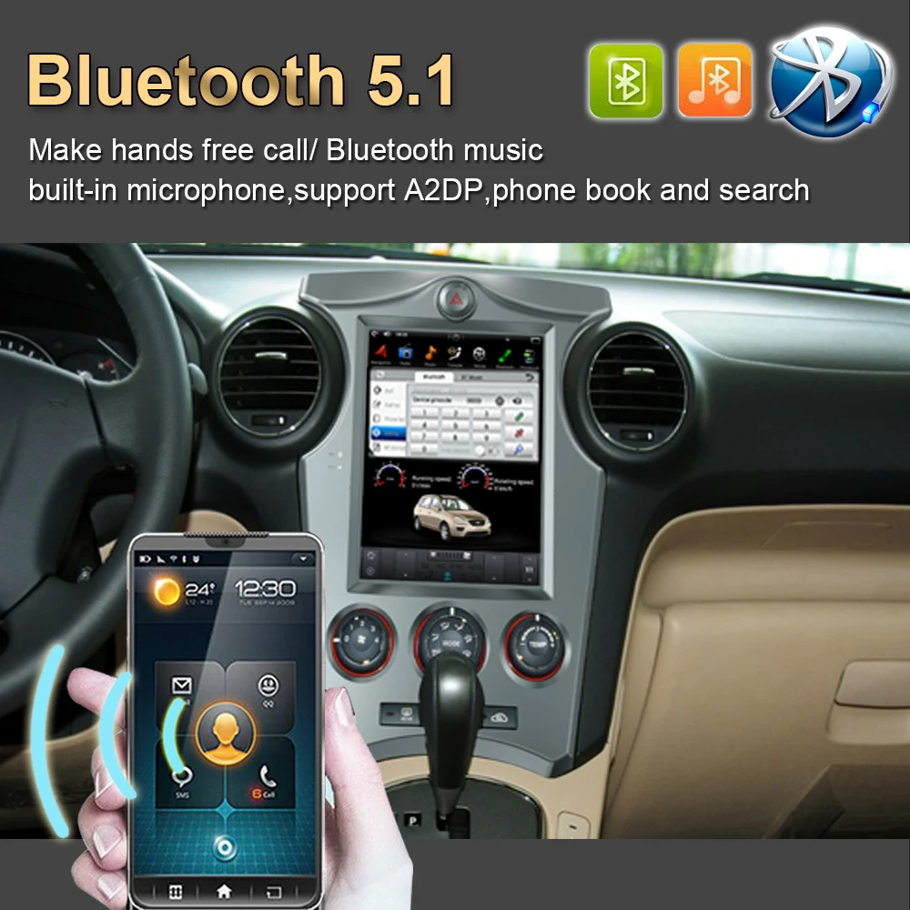 Android 9.0 Tesla Style Vertical Car GPS Nagavition for KIA CARENS 2006-2013 MANUAL A/C Radio Stereo Multimedia Player with BT | Автомобили