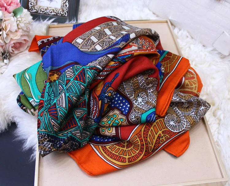 OrangeScarf Women Silk Cashmere Blended Scarves Winter Shawls Wraps Female Handmade Hemming Brand Design 140*140cm