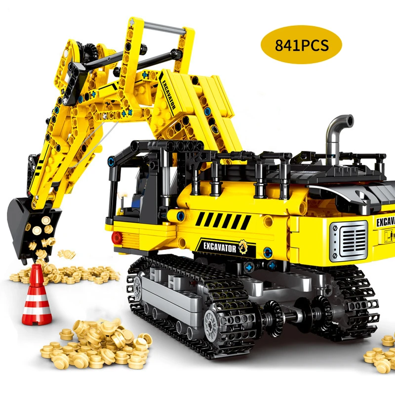 Игрушечные блоки экскаватора 841 шт. строительные для инженерного строительства