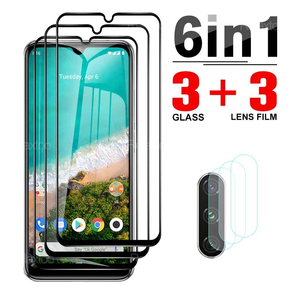 

6 в 1 3 шт. переднее + 3 шт. закаленное стекло для объектива для Xiaomi Mi A3 A2 A1 Lite защита для экрана для мобильного телефона защитная пленка