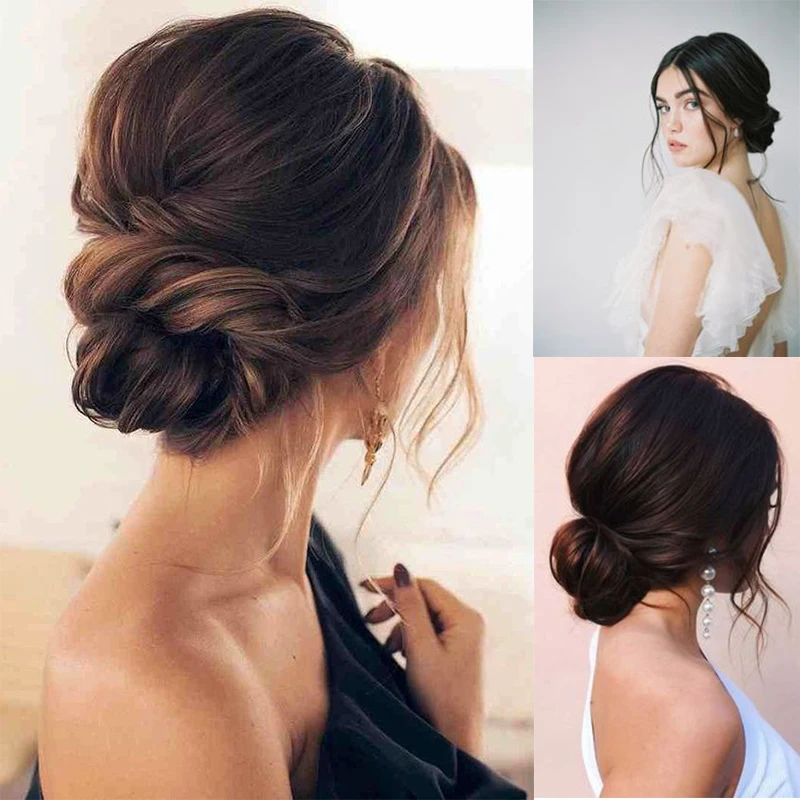 

Synthetic curly hair bun wedding bun suitable for elegant bride bun cushion rubber band mixed color