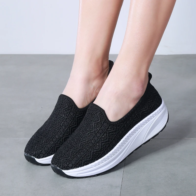 Women Platform Shoes Race Vamp Breathable Sneakers Thick Bottom Loafers Female Zapatos De Mujer Ladies Shoes Flat Shoes Women