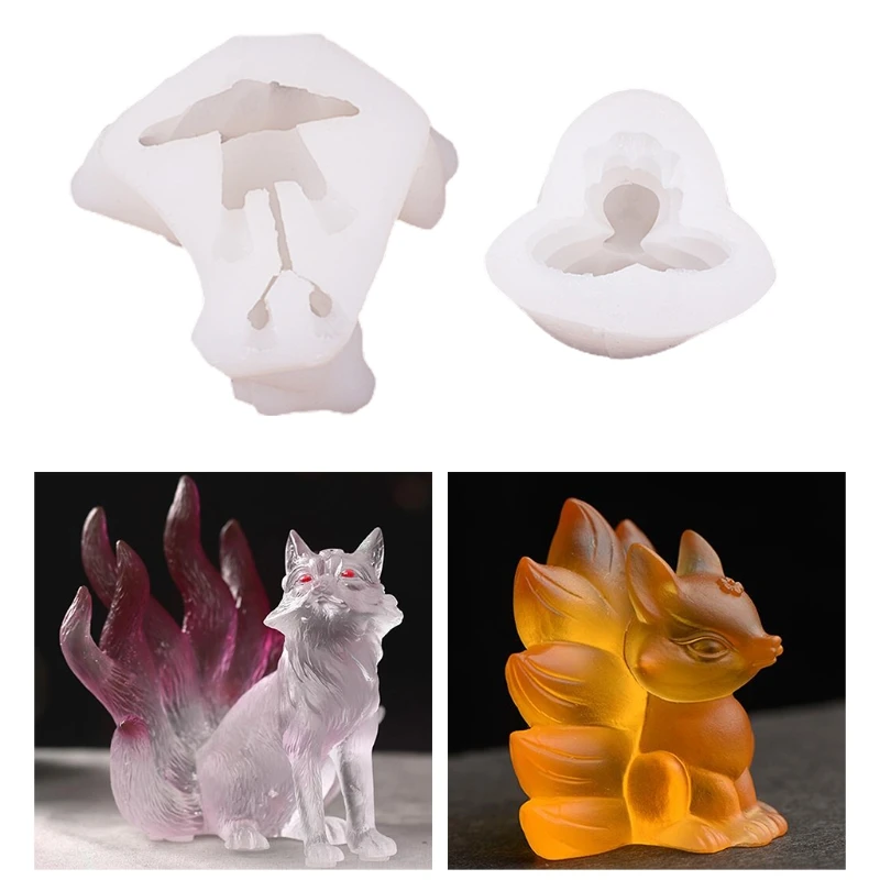 

Nine-tailed Foxes Shape Epoxy Glue Silicone Mold Table Soft Ceramic Plaster Ornament Diy Crafts Decoration