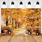 Фон для фотосъемки Laeacco с изображением леса павших листьев тыквы осеннего Пейзажа для фотостудии