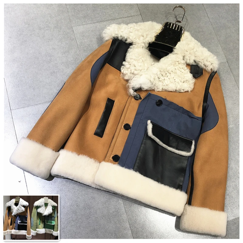 Женское пальто из натурального меха Натуральная овечья кожа куртка с длинными