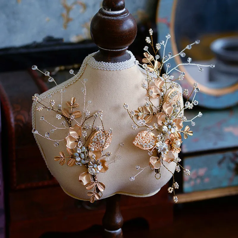 Винтажные заколки украшения для волос в виде листьев стиле барокко свадебные