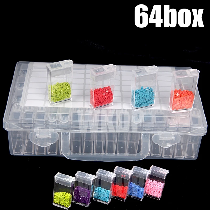 2Pcs 64 Grids 5D Diamond Painting Kit Diamonds Jewelry Sewing Nail Container Embroidery Mosaic Storage Box | Дом и сад
