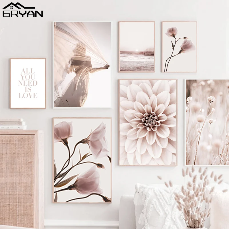 Милые цветущие цветы Женская Леди холст художественные принты картина модные