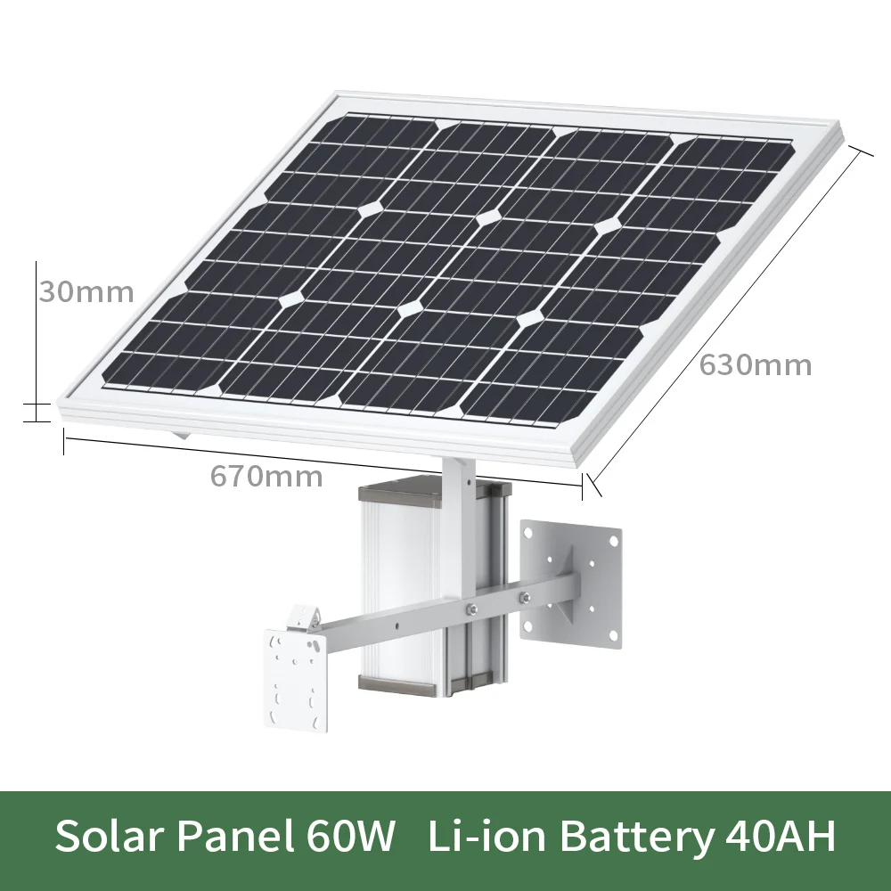 

TAINOSAN Professional Single Crystal Sillicon 60W Solar Panel DC12V 30A 40A Lithium Battery For 4G Wireles Security IP Cameras