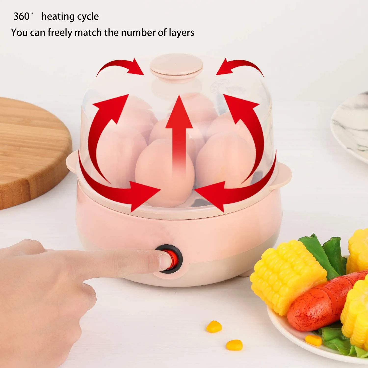 

Mini Electric Pan Boilers Household Boiled Egg Cooker Multifunctional Heat 7 Eggs Bun Food Boiler Steamer 220V Auto Shut