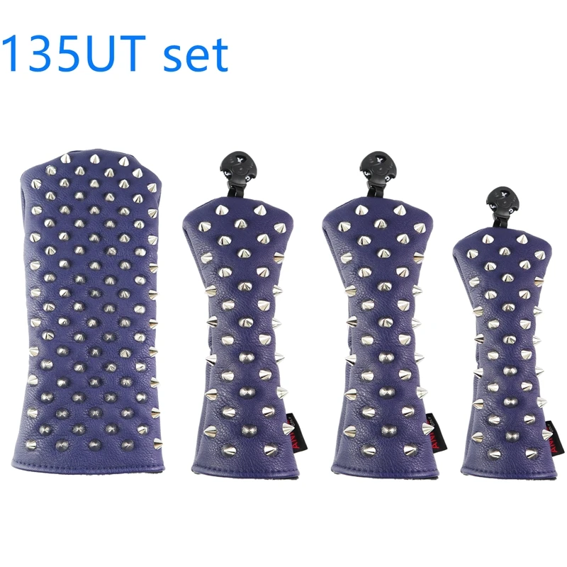 NRC Golf Head Covers Hybrid Woods Putter Чехлы для клюшек для гольфа красные синие заклепки - Цвет: Blue 135UT