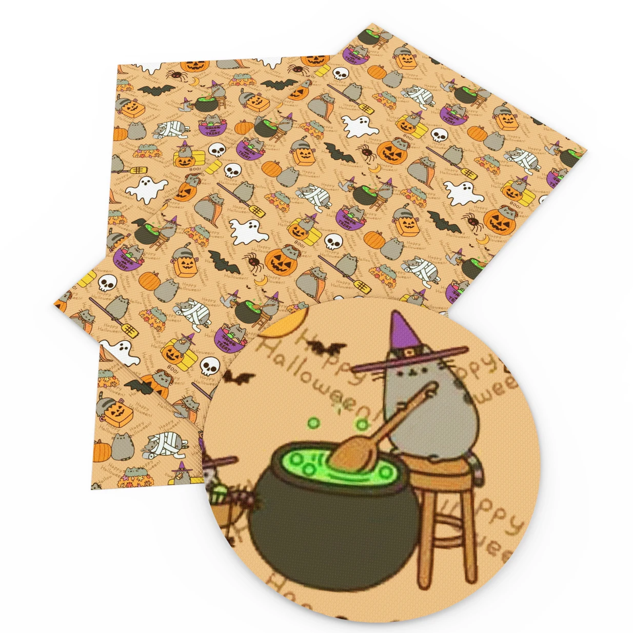 Простыня из искусственной кожи с принтом мультяшного кота 20*33 см для бантов сумок