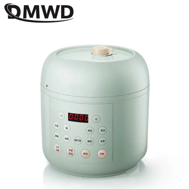 DMWD Household Multifunctional Electric Pressure Cooker 2L Mini Smart Rice Cooker FoodStewing Soup Pot Maker For 2-4 People 220V