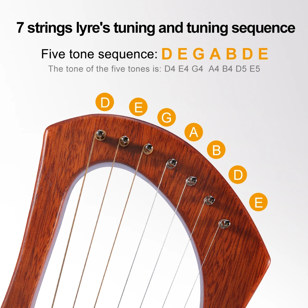 Ammoon небольшой 7 ой лира Арфы пианино из красного дерева фанеры тела красном