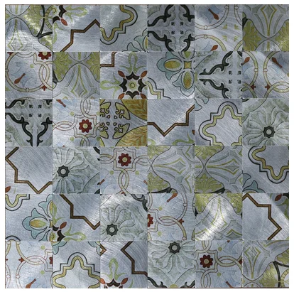 

11 PCS Self Adhesive Silver Black Yellow Metal Mosaic Stainless Steel Wall Tile Backsplash SMJ024