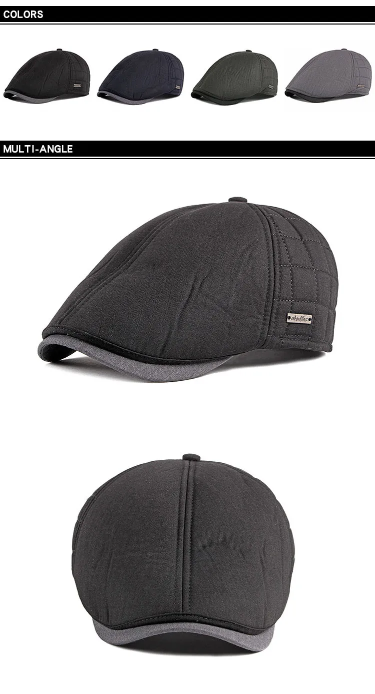 Fibonacci New Style Newsboy Cap Brand Quality Men Beret Plus Thick Velvet Autumn Winter Cabbie Ivy Dad Hat
