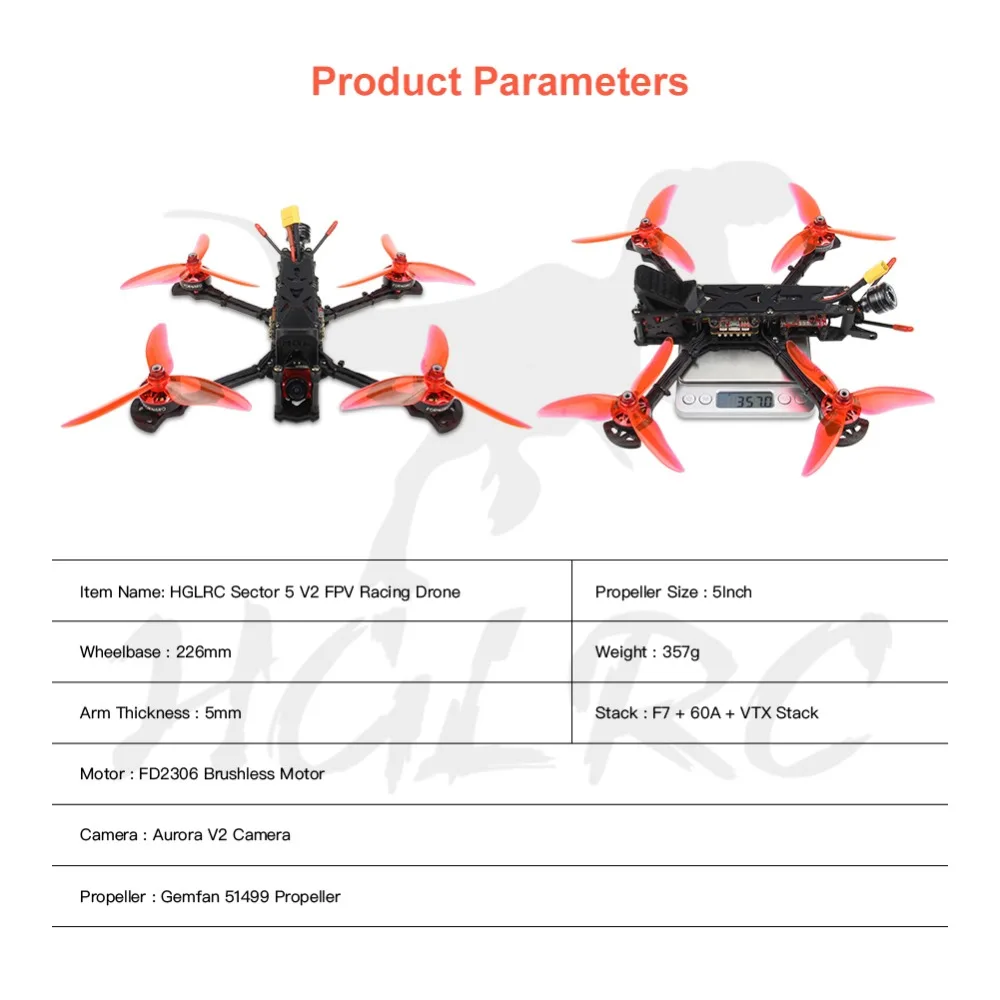 HGLRC 5 Дюймов Фристайл PNP FPV гоночный Дрон F7 Контроллер полета 60A Blheli 32 4в1 ESC 2306 2450 кв бесщеточный двигатель