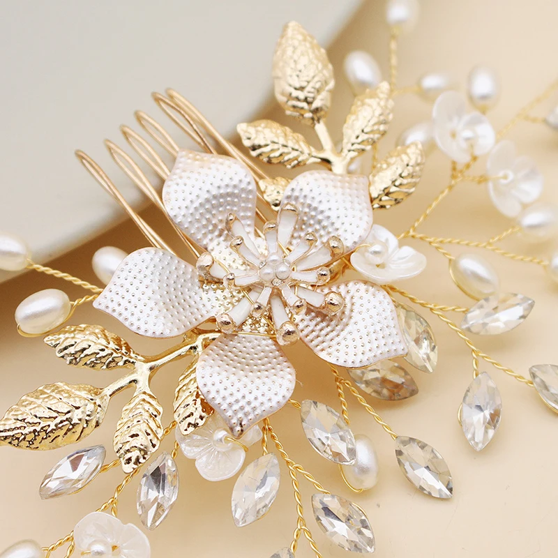 Женская заколка для волос с кристаллами жемчужинами и цветами | Украшения