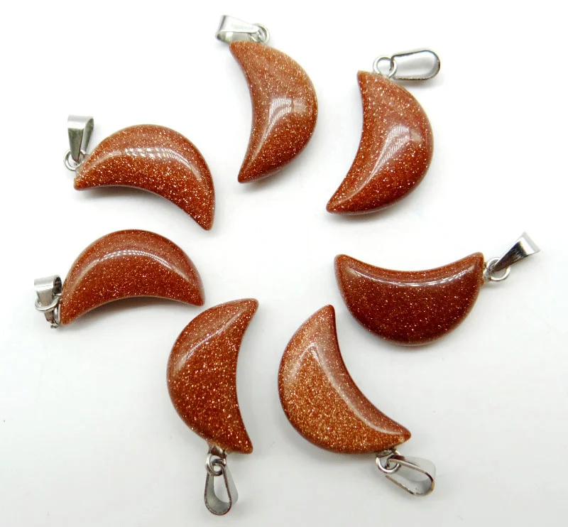 Оптовая продажа 24 шт./лот натуральный золотой песок бирюза Агаты кристалл луна