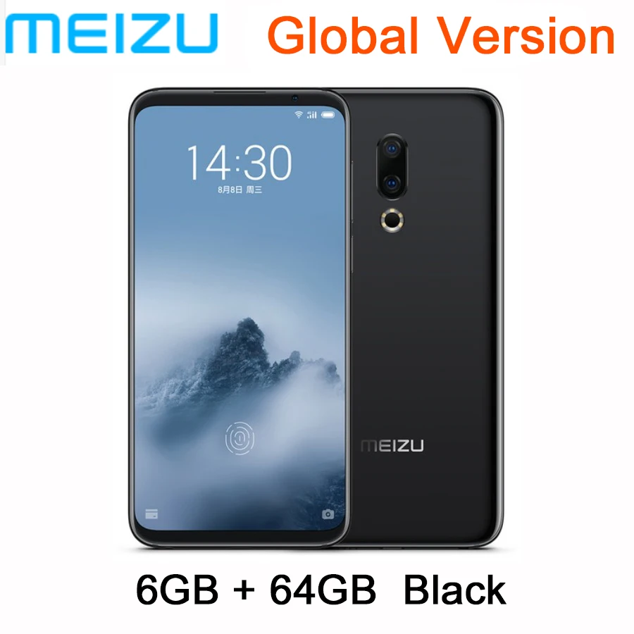 Глобальная версия Meizu 16, 6,0 дюйма, FHD, полный экран, двойная камера заднего вида, 3060 мА/ч, аккумулятор Snapdragon 845, четыре ядра, камера 20 МП, gps - Цвет: 6G 64G-Black-Global