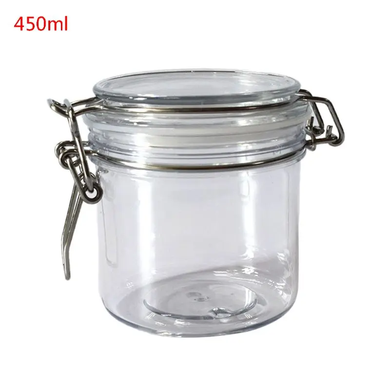 Пластиковая круглая Зажимная банка для хранения 450 мл с герметичной крышкой | Дом