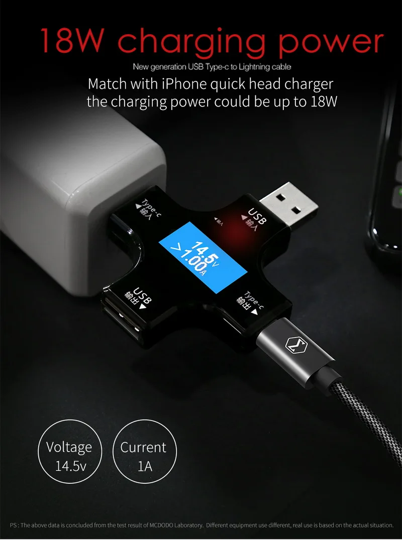MCDODO USB C PD кабель USB-C-8 Pin кабель для быстрой зарядки для iPhone X 8 Plus телефонный кабель для передачи данных для iPhone XS MAX XR шнур зарядного устройства
